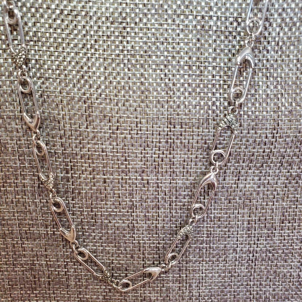 Stella & Dot Silver Link Pave Necklace